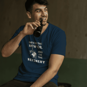 Data is the New Oil Petrol Blue