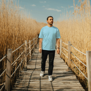 Solid Colour Men T Shirt Baby Blue