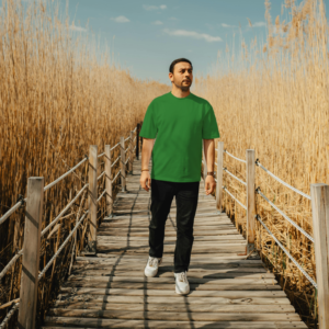 Solid Colour Men T Shirt Flag Green