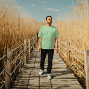 Solid Colour Men T Shirt Jade