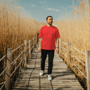 Solid Colour Men T Shirt Red